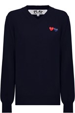 Comme Des Garcons PLAY MENS V-NECK DOUBLE HEART PULLOVER | NAVY